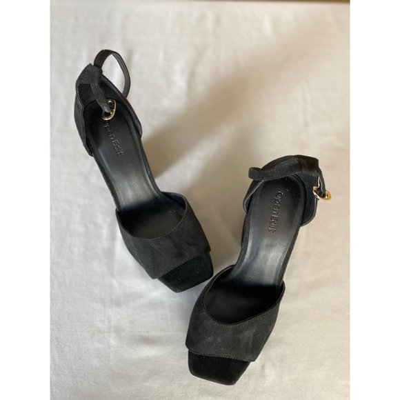 Open Edit Kimber Black Platform Open Square Toe Platform Heels Size 7 NWOT - Picture 2 of 7
